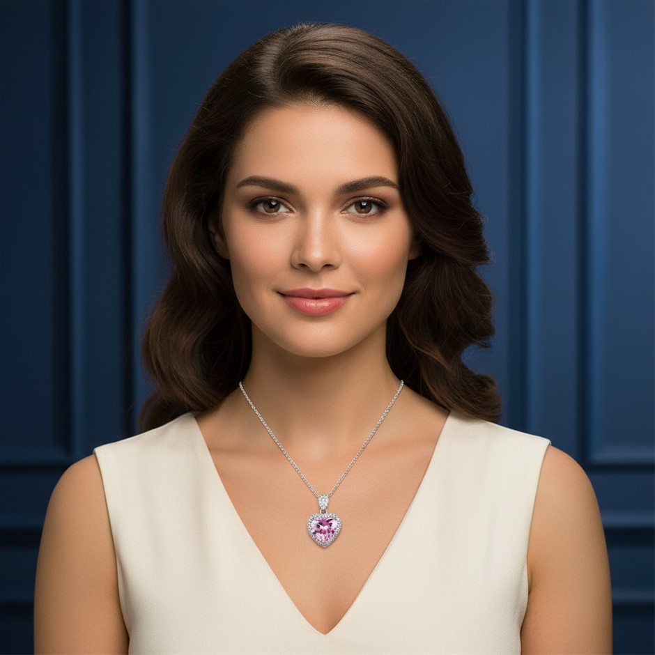 3.0ct GRA Moissanite Pink Heart Brilliant Cut Pendant(s925/Italy)