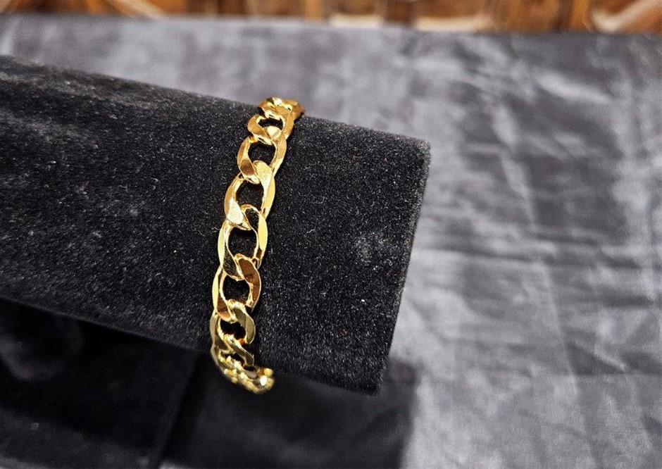 18k Italy Stamped Solid Heavy Yellow Gold Filled Bracelet-20cm