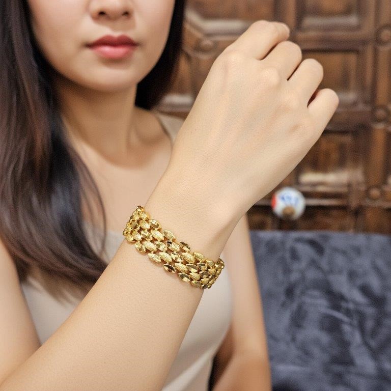 18k Italy Stamped Solid Heavy Yellow Gold Filled Bracelet-20cm