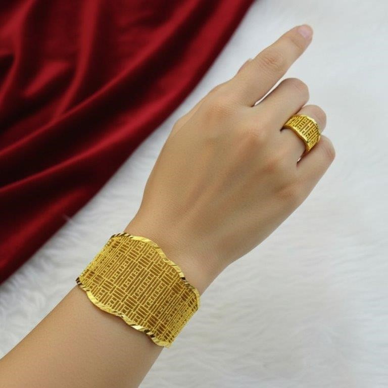 Set 22KGold-filled/Italy Stamped Yellow Gold Filled  Bangle & Ring