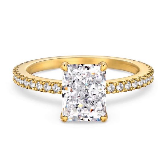 2ct Rectangle Cut Simulated Diamond 925 Silver Ring - Size 7