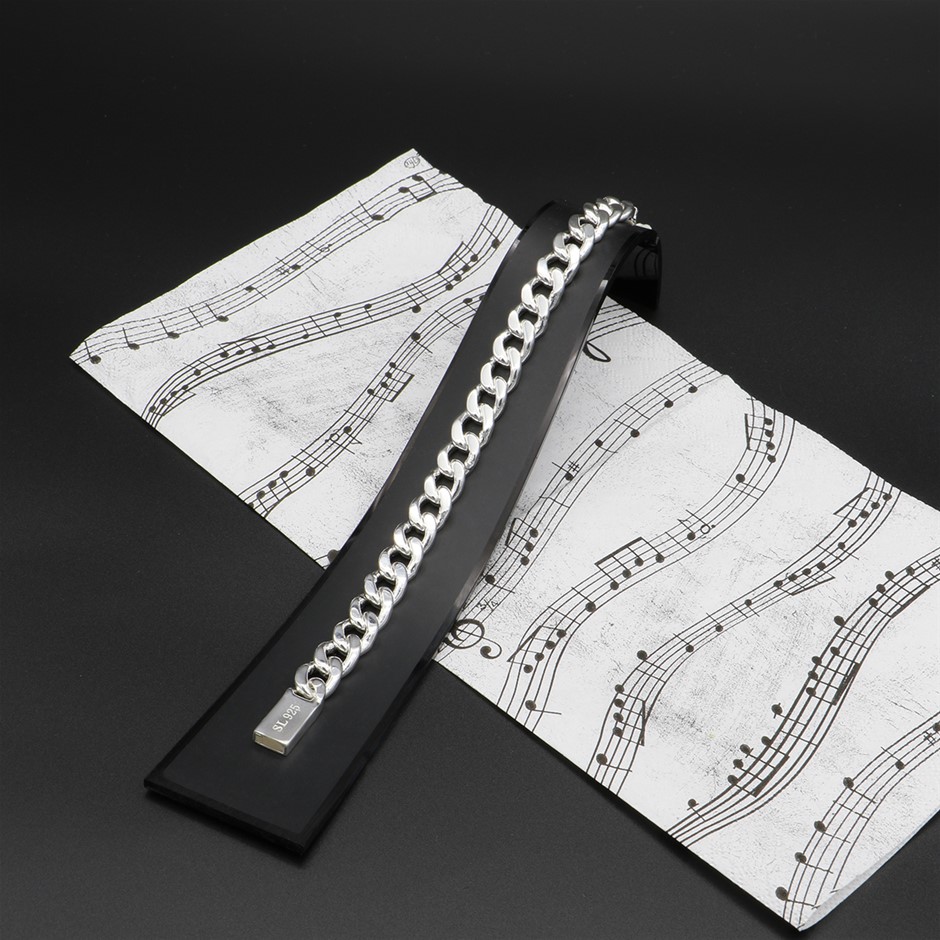 Classic Silver Plated Curb Chain Bracelet -DEMO (May contain imperfections)