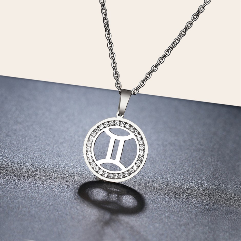 Simulated Diamond Zodiac Necklace - GEMINI