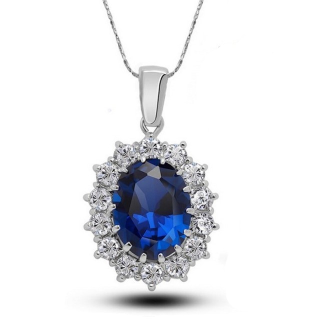 Stunning Simulated Diamond Replica Royal Necklace in Blue
