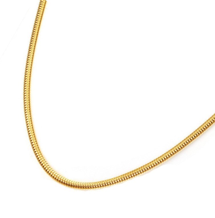 Classic 3mm Stainless Steel Snake Chain Necklace - 20 Inches (Yellow)
