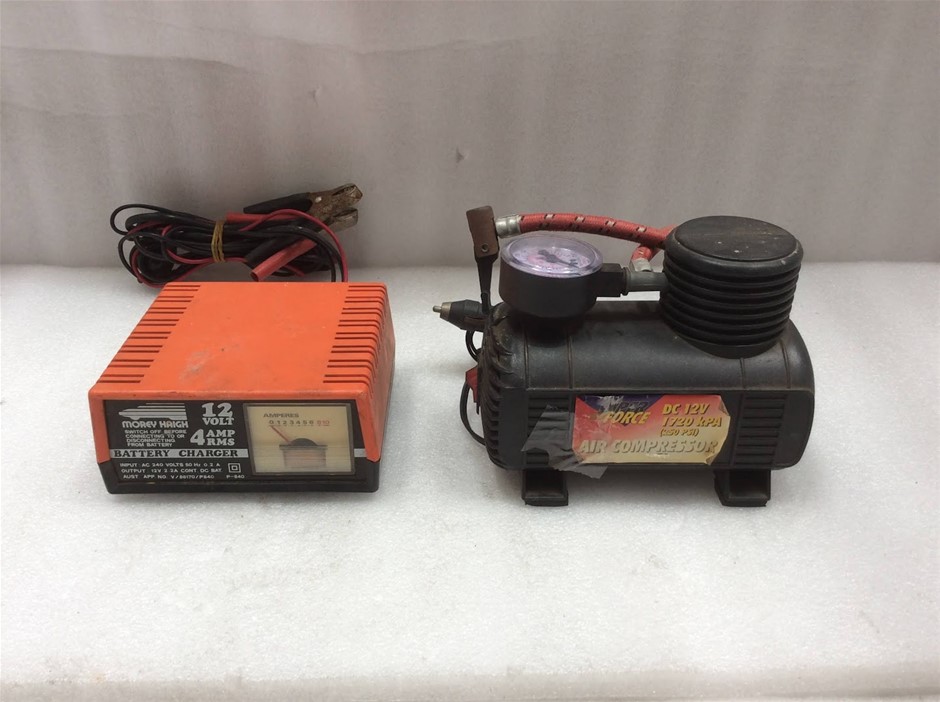 Money High 12V 4A Battery Charger + Force DC12V 250PSI Air Compressor