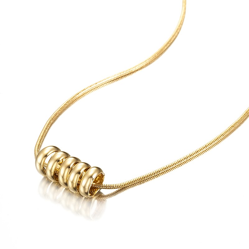 18ct Heavy Yellow Gold Plated 5 Ring Lucky Charm Necklace