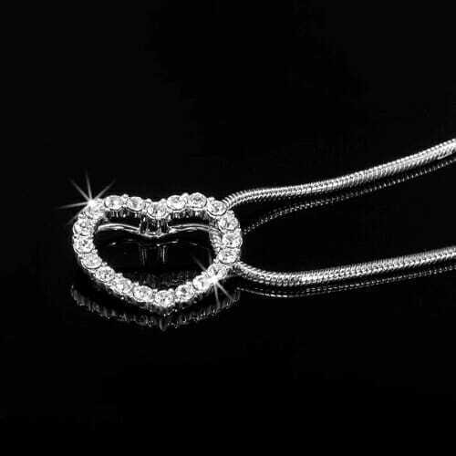 Solid 925 Sterling Silver Heart Pendant Featuring Stunning Crystals