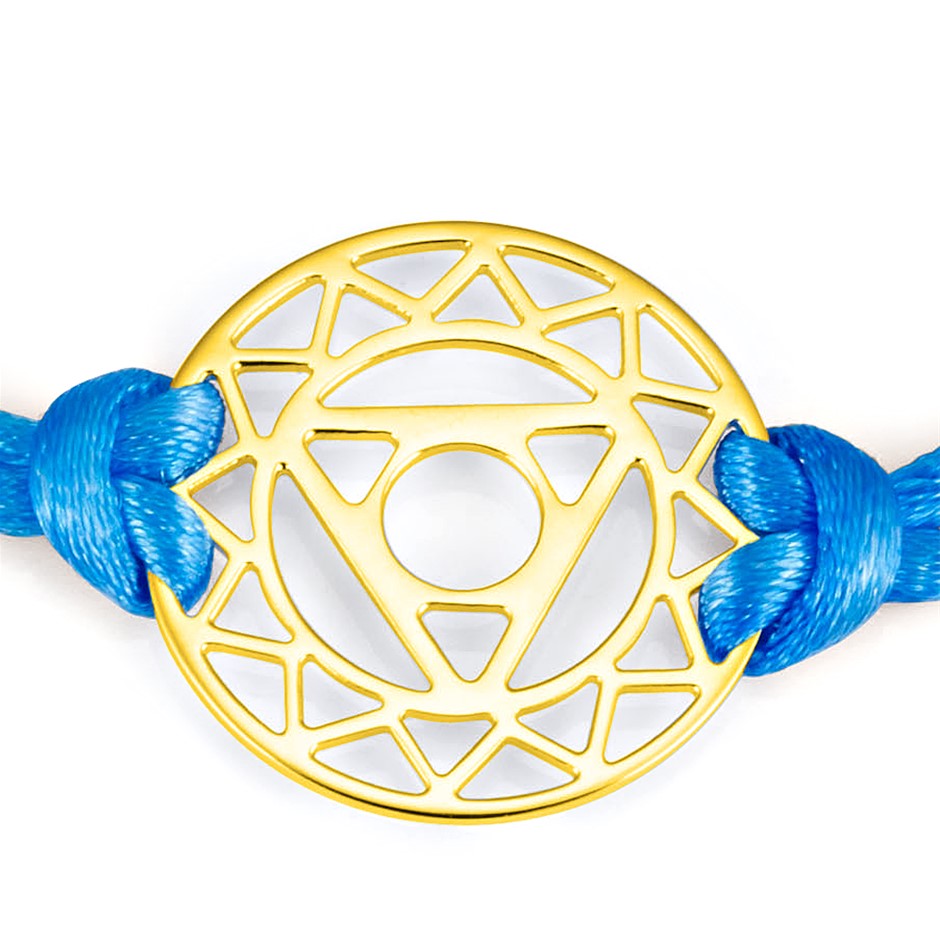 Solid 925 Sterling Silver & Gold Plated Chakra Bracelet - Throat Chakra