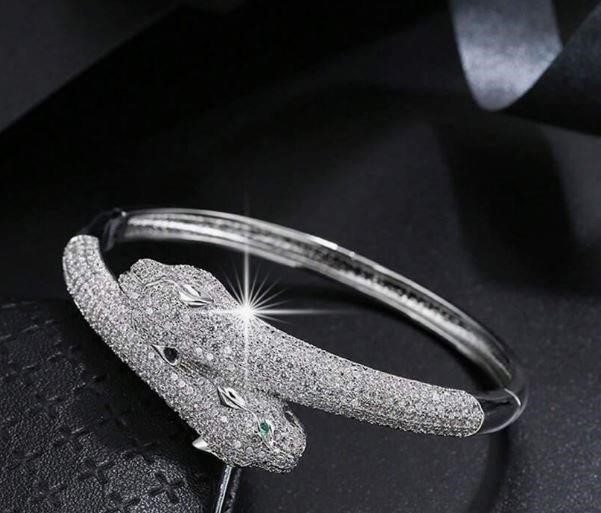 Set 18KGold-filled/Italy Stamped White Gold Filled Dragon Bangle & Ring