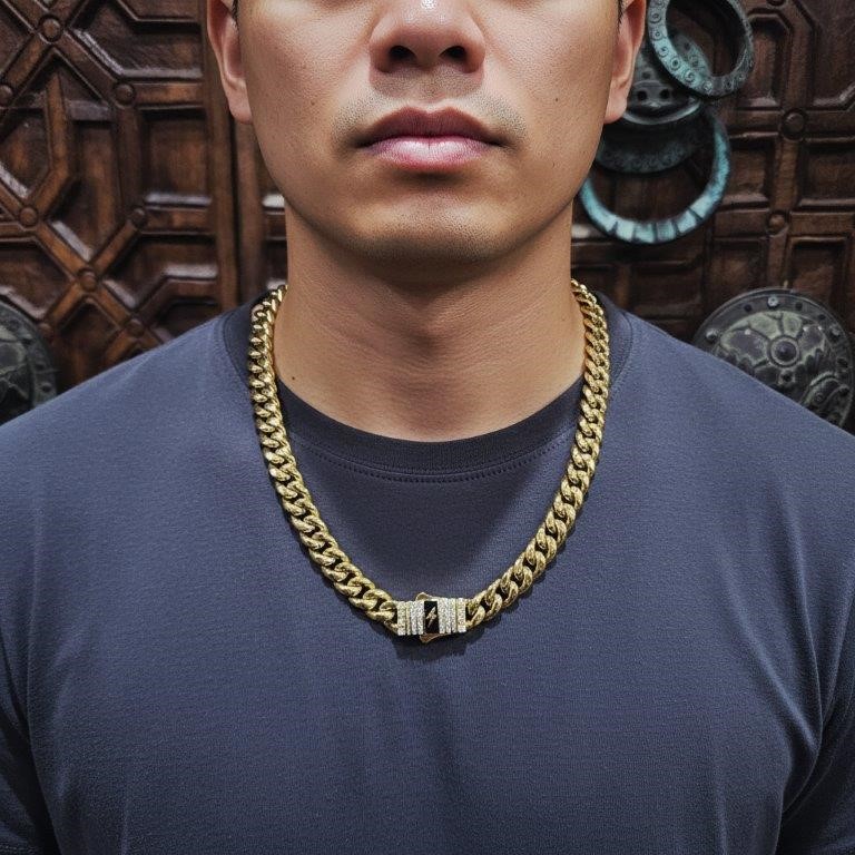 18K Triple Yellow Gold Plated Cuban Chain (18KGP/Italy)stamped-55cm-12mm