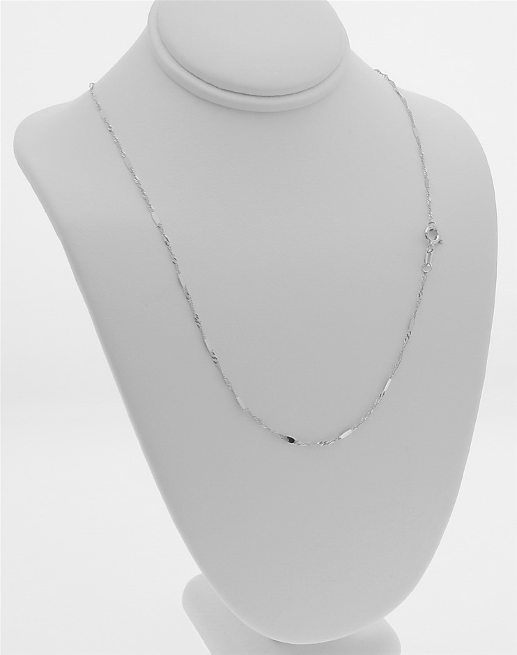Genuine Italian 9 Karat white Gold 80 cm chain necklace(G2SIN-022)