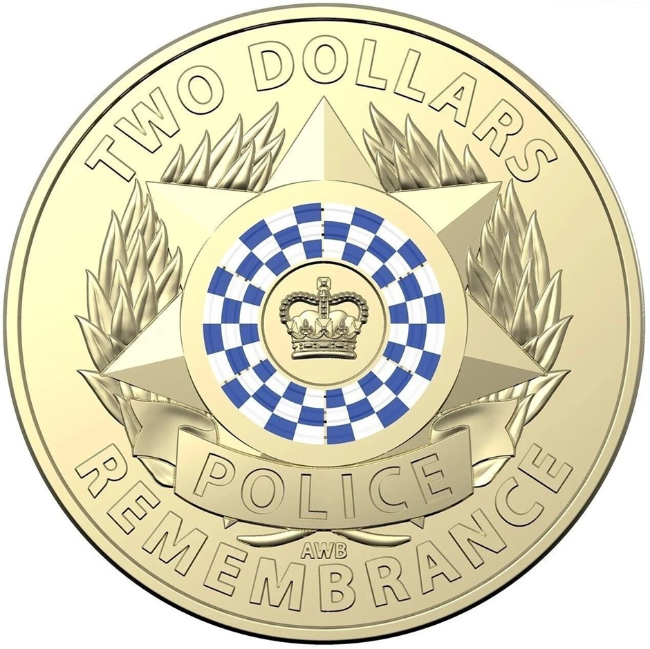 Police Remembrance 2019 Two Dollar $2 Coloured Coin Rare Queen AU New UNC