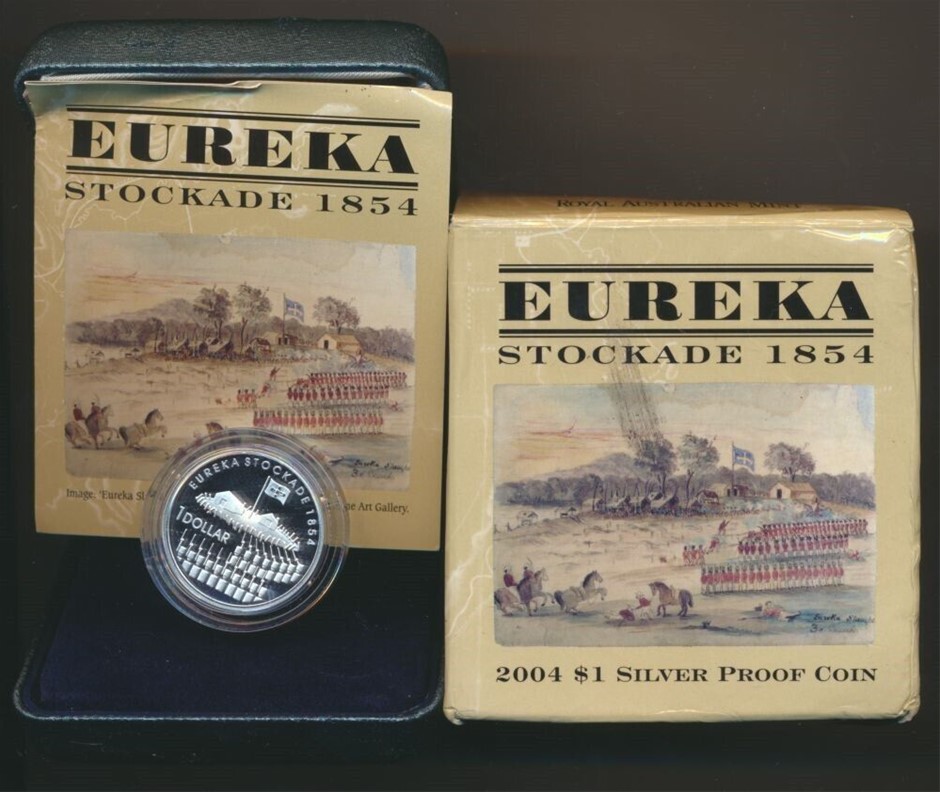 Australia: 2004 $1 Eureka Stockade Silver Proof in RAM Boxes of Issue