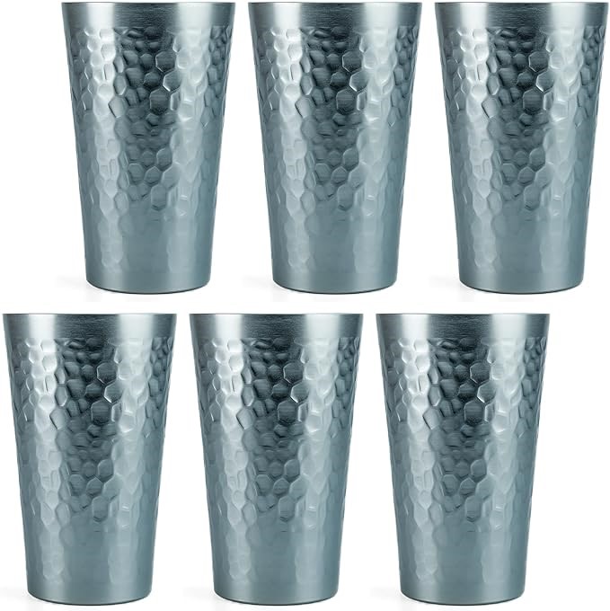 ARORA 6pc Hammered Tumbler, Gray.