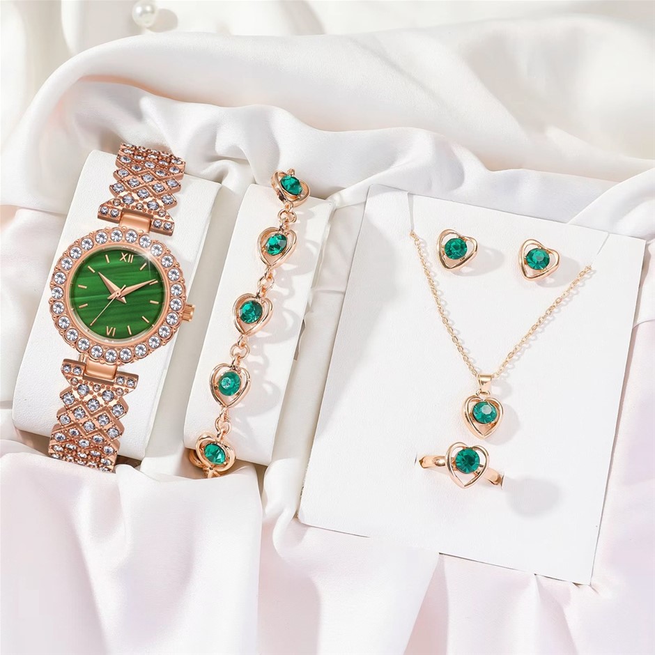 Fashion Iced Out 4PCS Watch and Jewellery Set