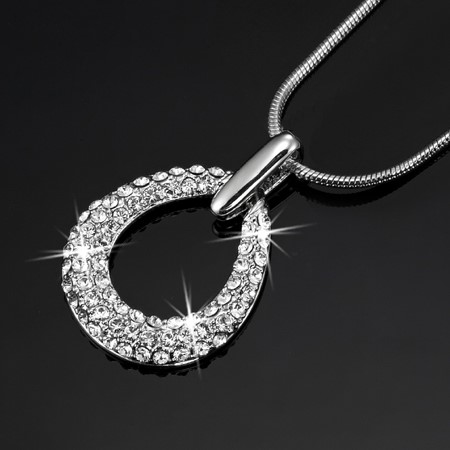 925 Sterling Silver Plated Teardrop Pendant Featuring Stunning Crystals