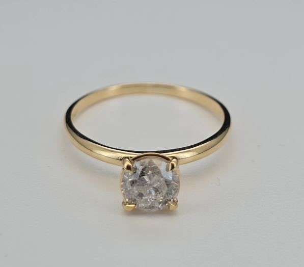 18 Carat Yellow Gold Natural 0.78 ct Diamond Engagement Solitaire Ring