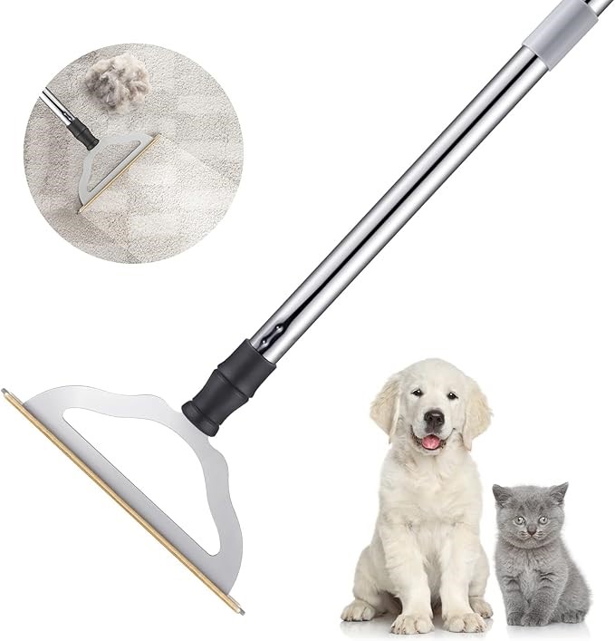 2 X HOLD A STAR 47'' Long Handle Carpet Rake Pet Hair Remover,Reusable Larg