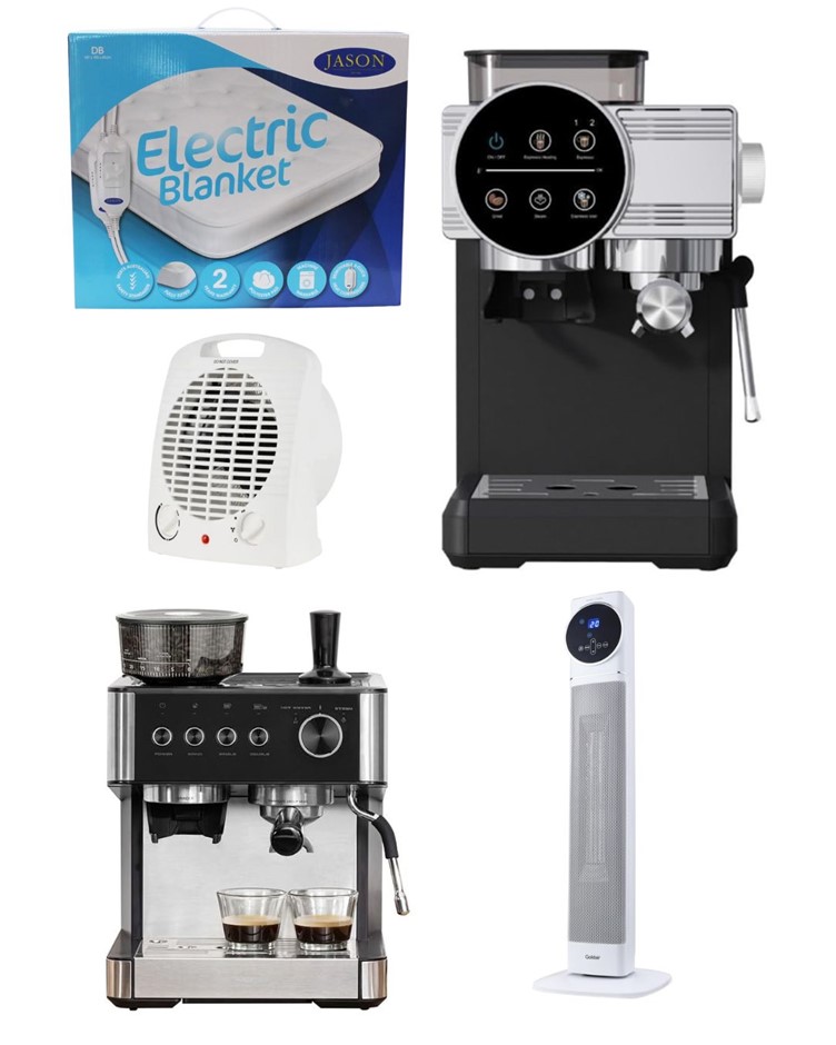 HOUSEHOLD BUNDLE (Worth $900):KOGAN Coffee Machine & Grinder +  GOLDAIR Tow