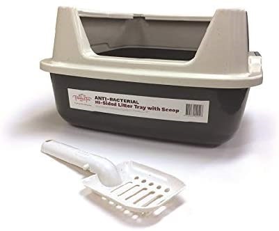TROUBLE & TRIX Anti-Bacterial Hisided Litter Tray with Scoop, Sturdy cat to