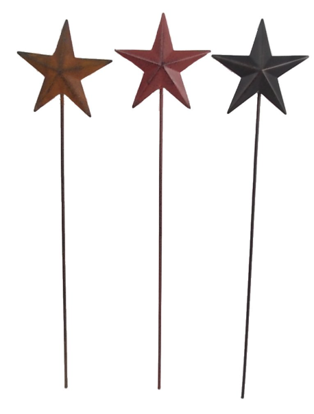 Craft Outlet Inc 3.5"x0.25"x14.5" Tin Star On Stick Table Topper Set of 6