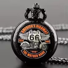 Exquisite Cool Motorbike Route 66 The Mother Road Pattern Pocket Watch