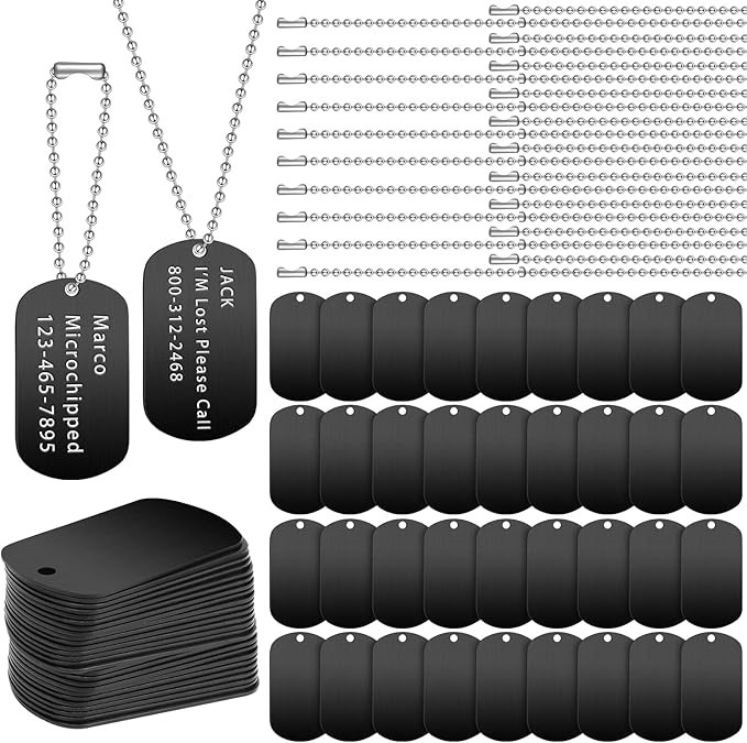 YINKIN 200 Pcs Military Dog Tags Set Including 100 Pcs Aluminum Blank Dog T