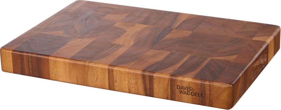 DAVIS & WADDELL Acacia Wood End Grain Cutting Board, Natural. Size 26cm x 3