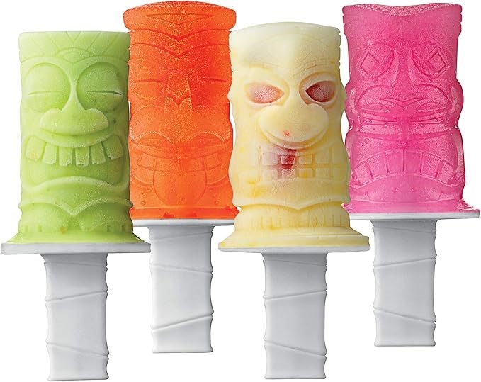 x2 TOVOLO Tiki Ice Pop Molds, Flexible Silicone, Dishwasher Safe, Set of 4
