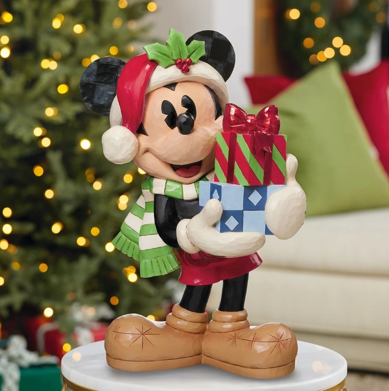 JIM SHORE Holiday Mickey With Presents Statue.