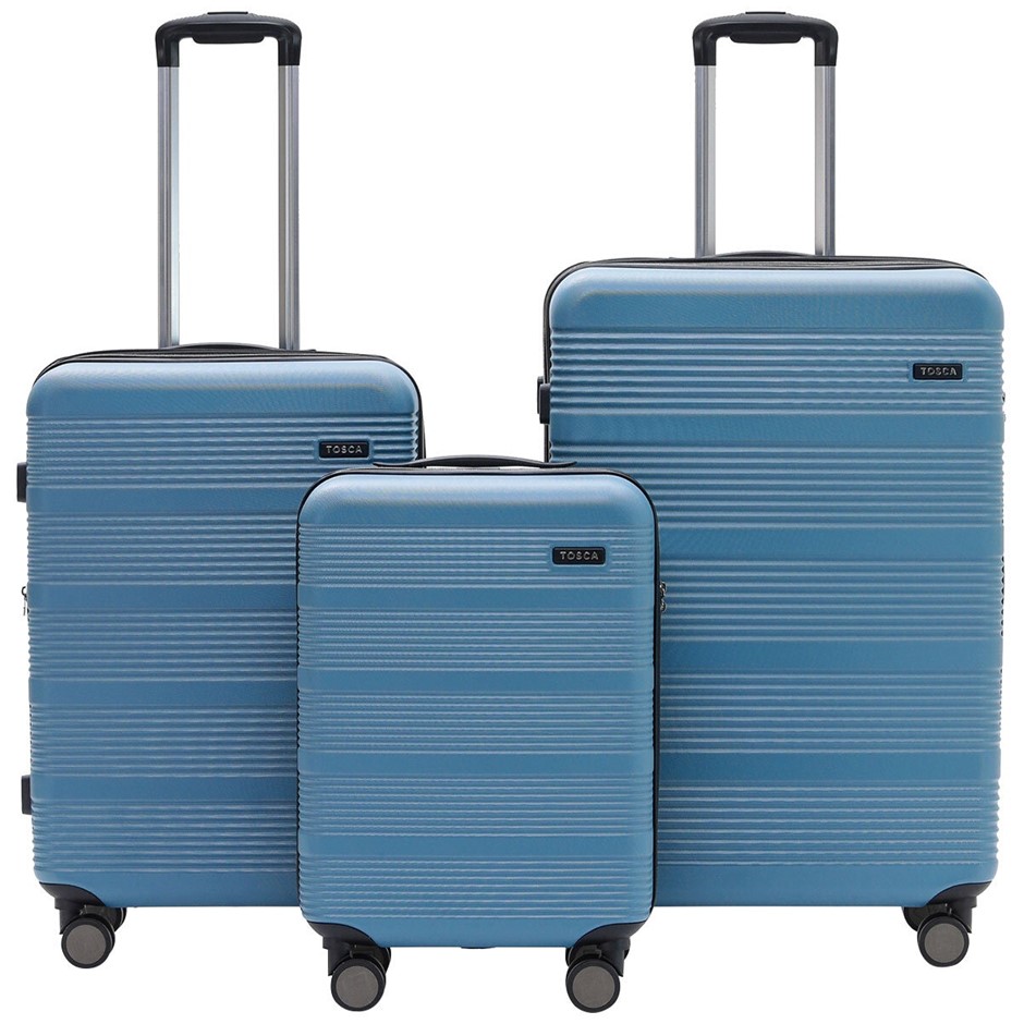 TOSCA Cosmic Luggage 3 Piece Set, Blue Mirage, Carry On: 56 cm, Medium: 67