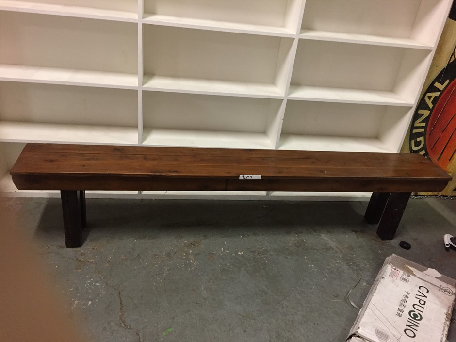 Long Dark Timber Bench on 4 Legs