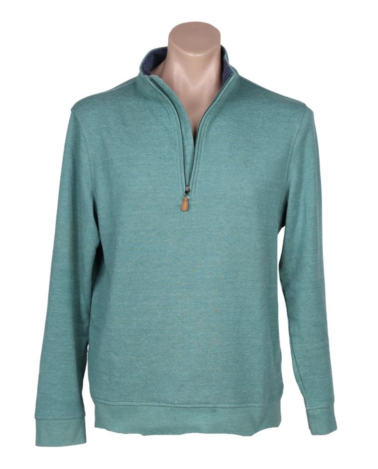 ENGLISH LAUNDRY Men's 1/2 Zip Pullover, Size M, 55% Cotton, Soft Green. Bu