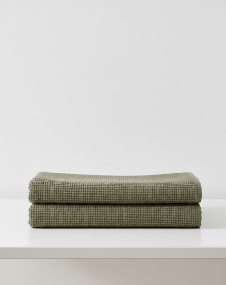 2 x Honey Combed Towel – Green