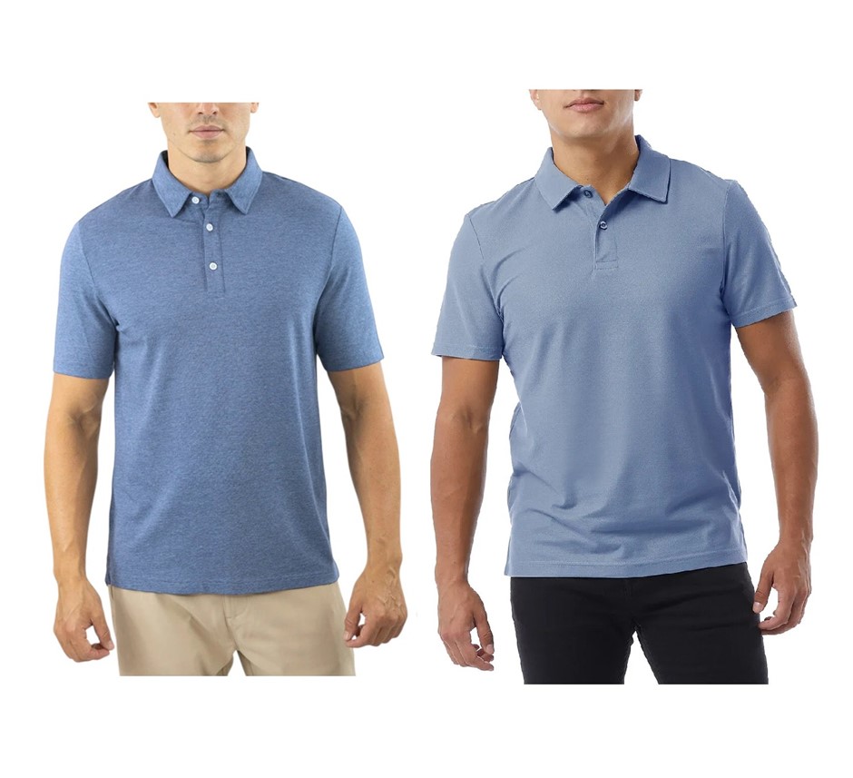 2 x Men's Polos, Size 2XL, Incl: JACHS & 32DEGREES, Blue & Gin, 217201 & 16