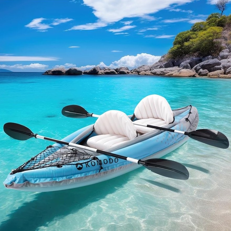 KOMODO Inflatable 2 Person Cruiser Kayak, Blue
