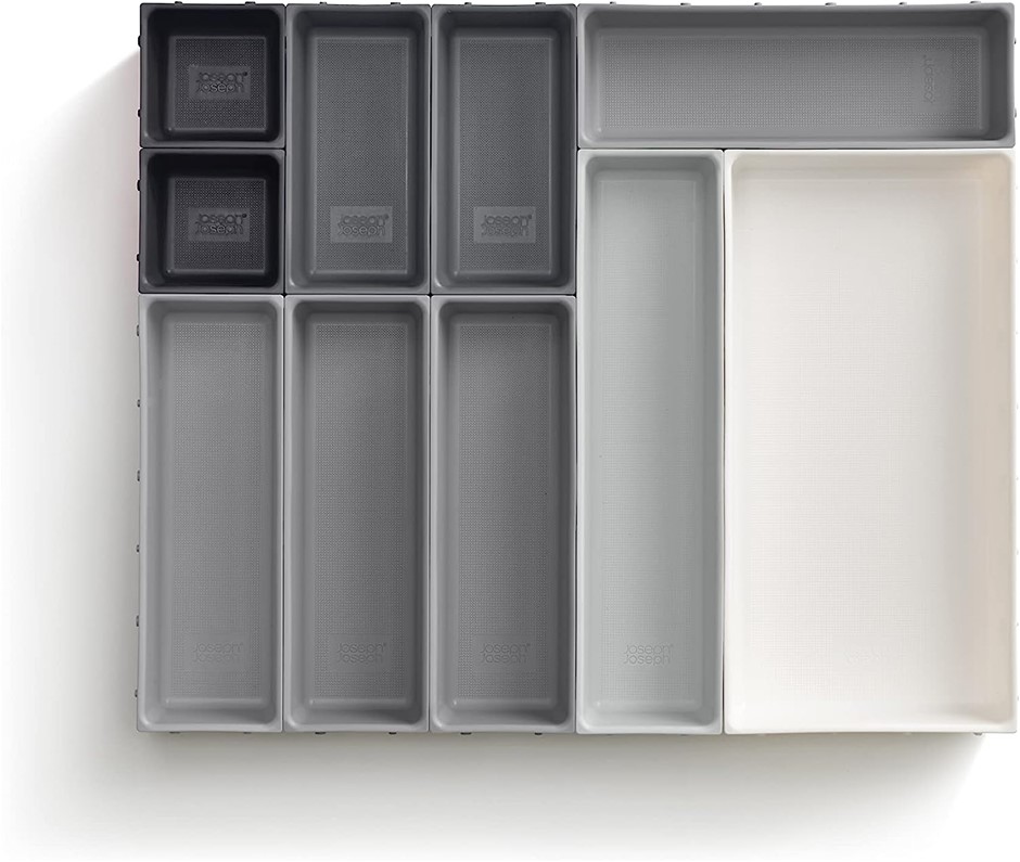 JOSEPH JOSEPH Blox 10 Piece Plastic Storage Trays, Grey.