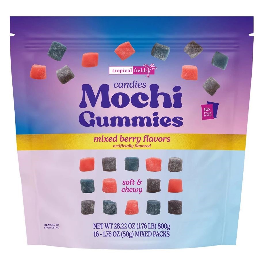3 x Bag of 16pk TROPICAL FIELDS Mini Mochi Gummies, Mixed Berry Flavour, 80