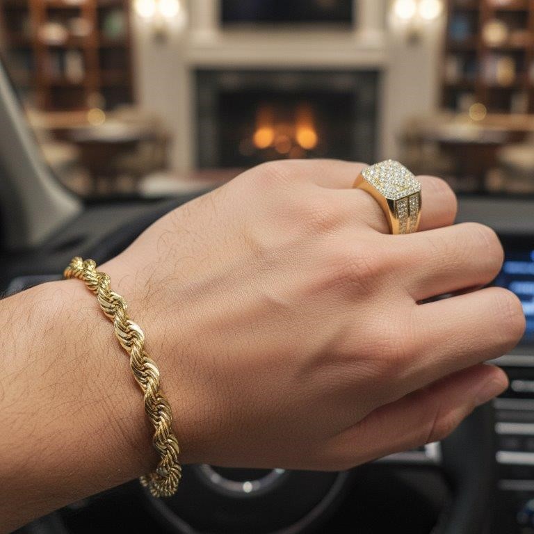 GRA Moissanite white 18k Real Gold Vermeil Men's Ring -10US-VVS1