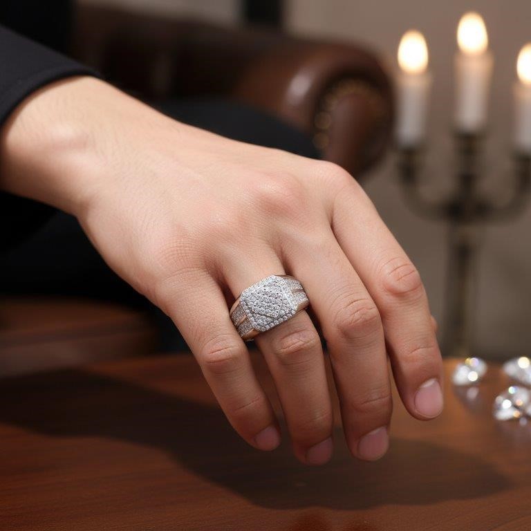 GRA Moissanite white 18k Real Gold Vermeil Men's Ring -12US-VVS1