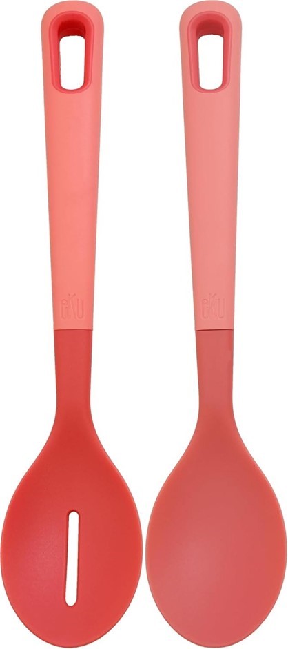 2 x EKU: Upcycle Slotted Spoon, Solid Spoon, Salmon Pink