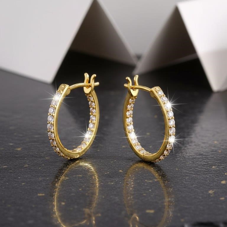 GRA Moissanite White Brilliant Cut 925 Sterling Silver Earrings-VVS1