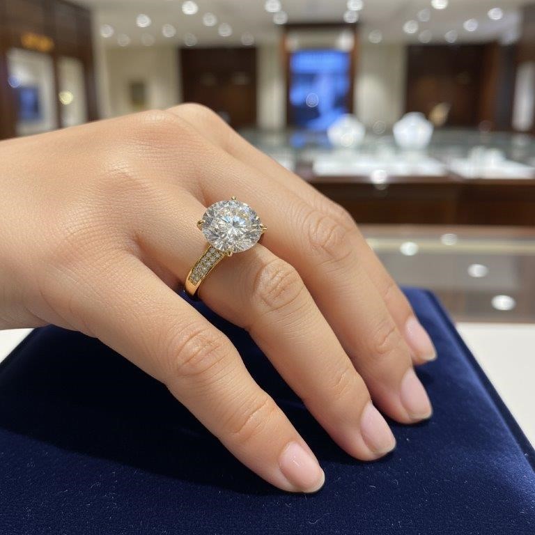 5.0ct GRA Moissanite white 18k Solid Yellow Gold Vermeil Ring -7US