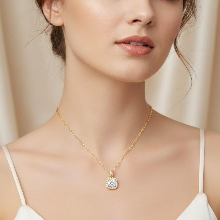 1.0ct GRA Moissanite white Brilliant Cut 925 Sterling Silver Pendant-VVS1