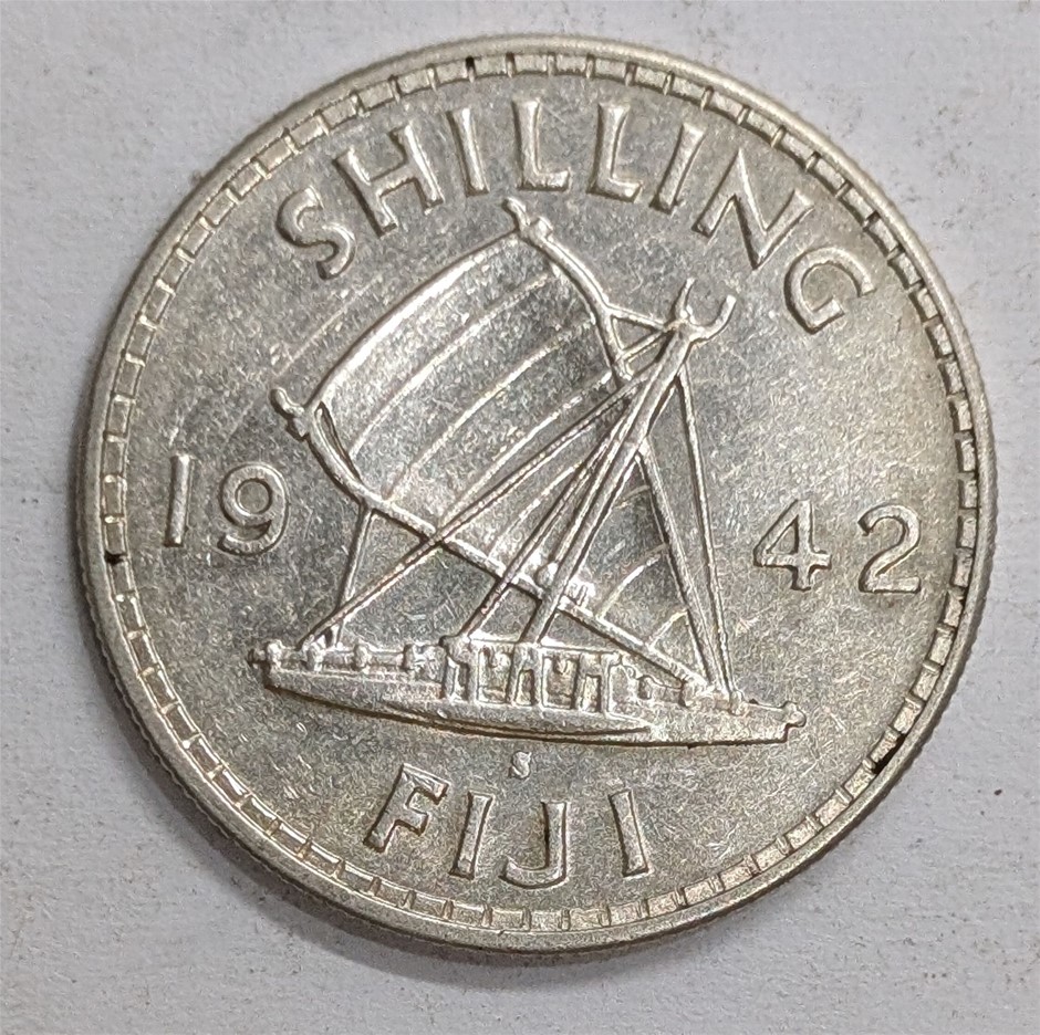 1942 FIJI Silver King George VI Shilling Coin