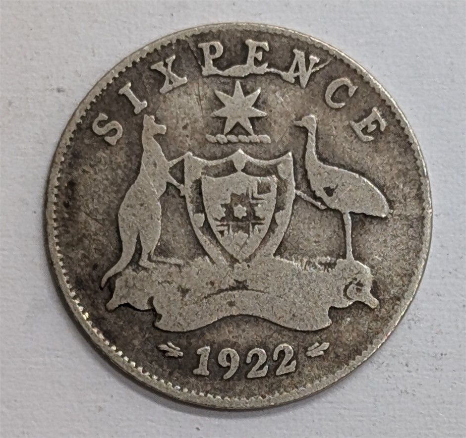 1922 AUSTRALIA Silver Sixpence 6P Coin