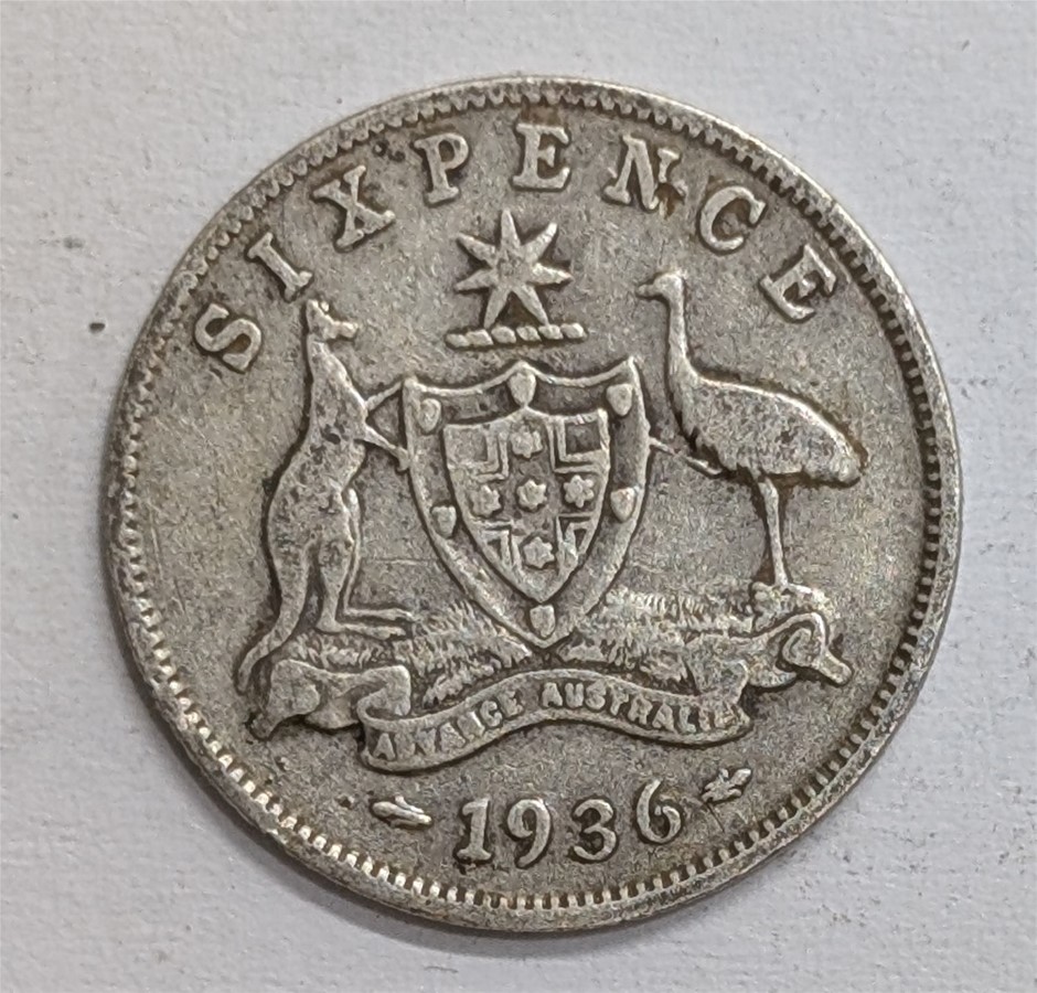 1936 AUSTRALIA Silver Sixpence 6P Coin