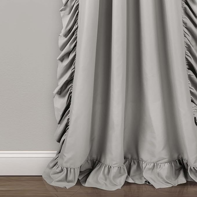 LUSH DECOR Reyna Ruffle Window Curtain Set (2 Panels). Size: 137.2W x 241.3