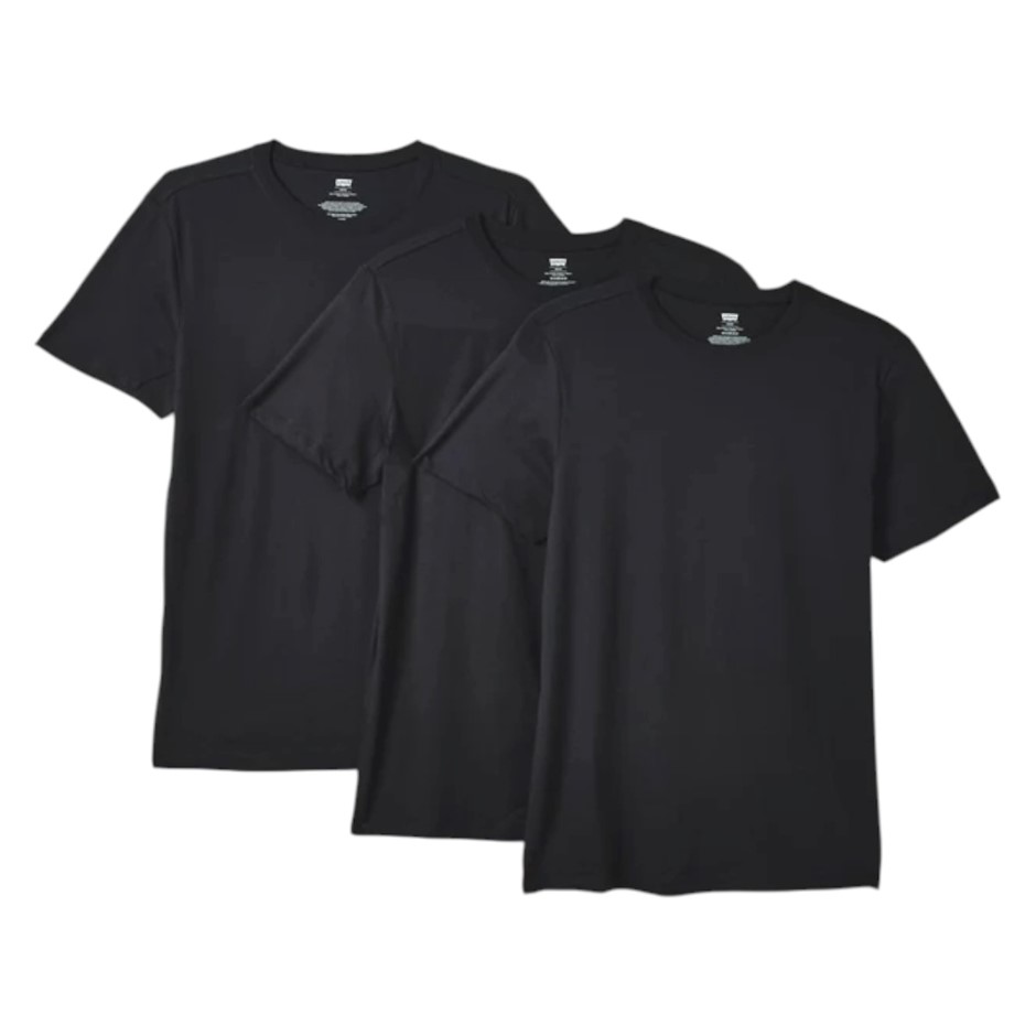 3-Pack LEVI'S Men's Crew Tees, Size XL, 100% Cotton, Black.